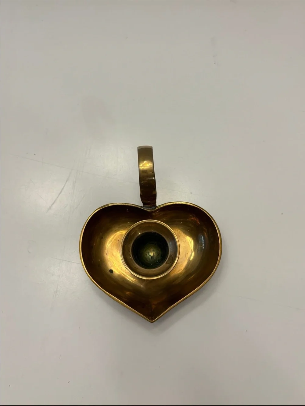 Vintage brass heart shaped candlestick holder